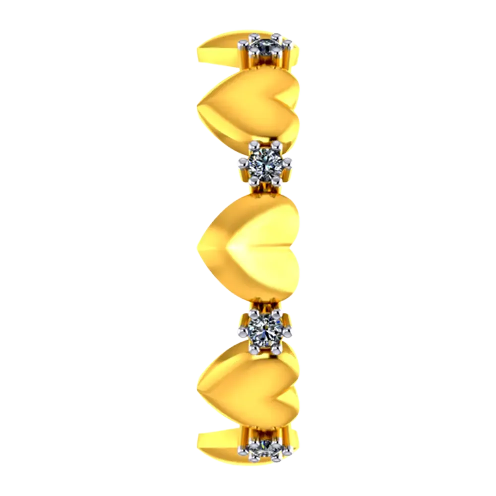 14k Gold Ring With Hearts And American Diamonds In A Halo Design