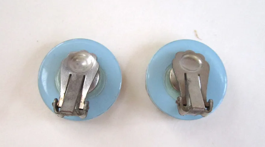 1950s Blue Plastic Confetti Earrings