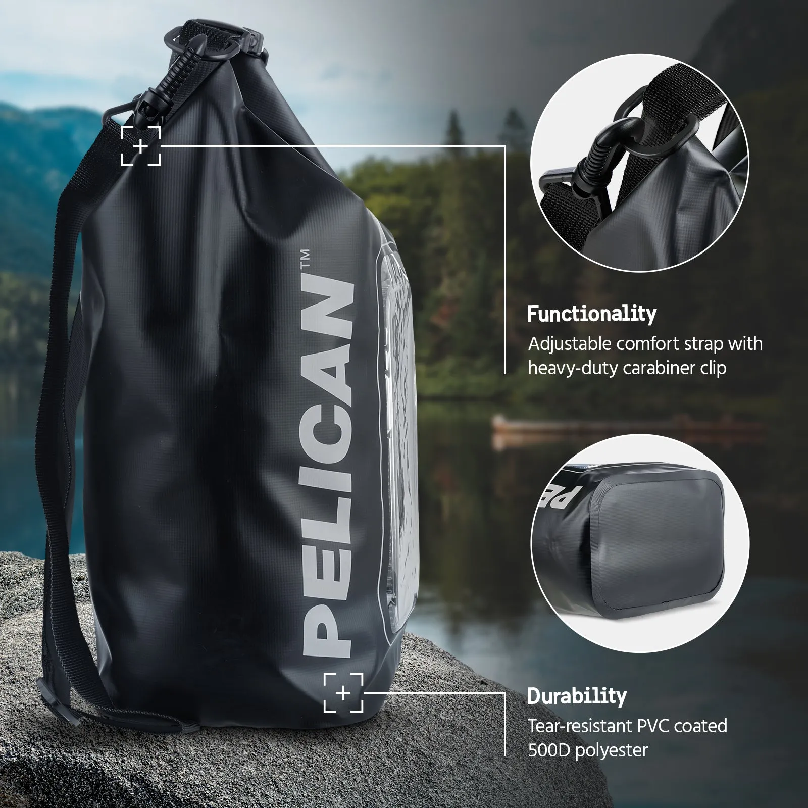 2 Pack Pelican Marine Water Resistant Dry Bag (Stealth Black)