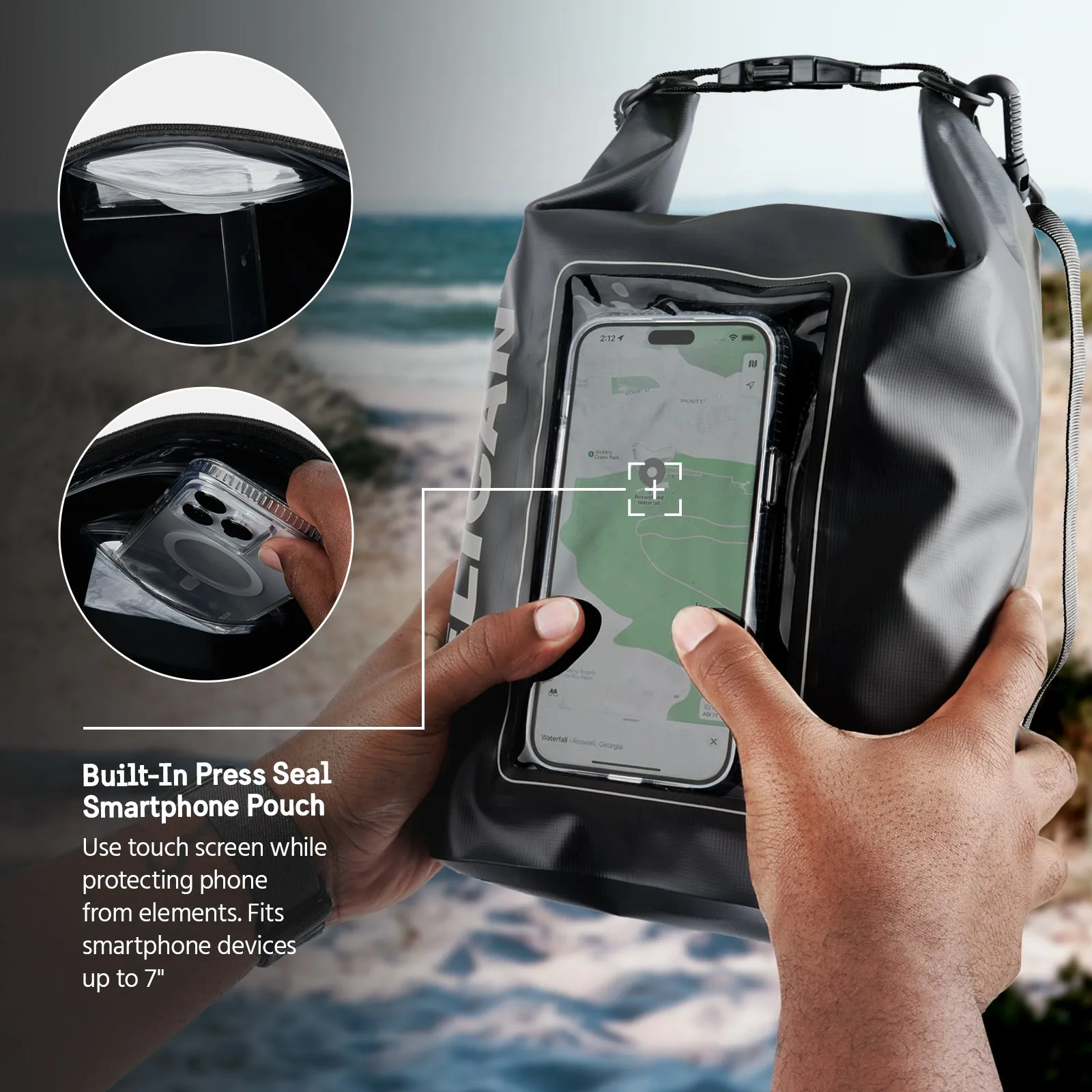 2 Pack Pelican Marine Water Resistant Dry Bag (Stealth Black)