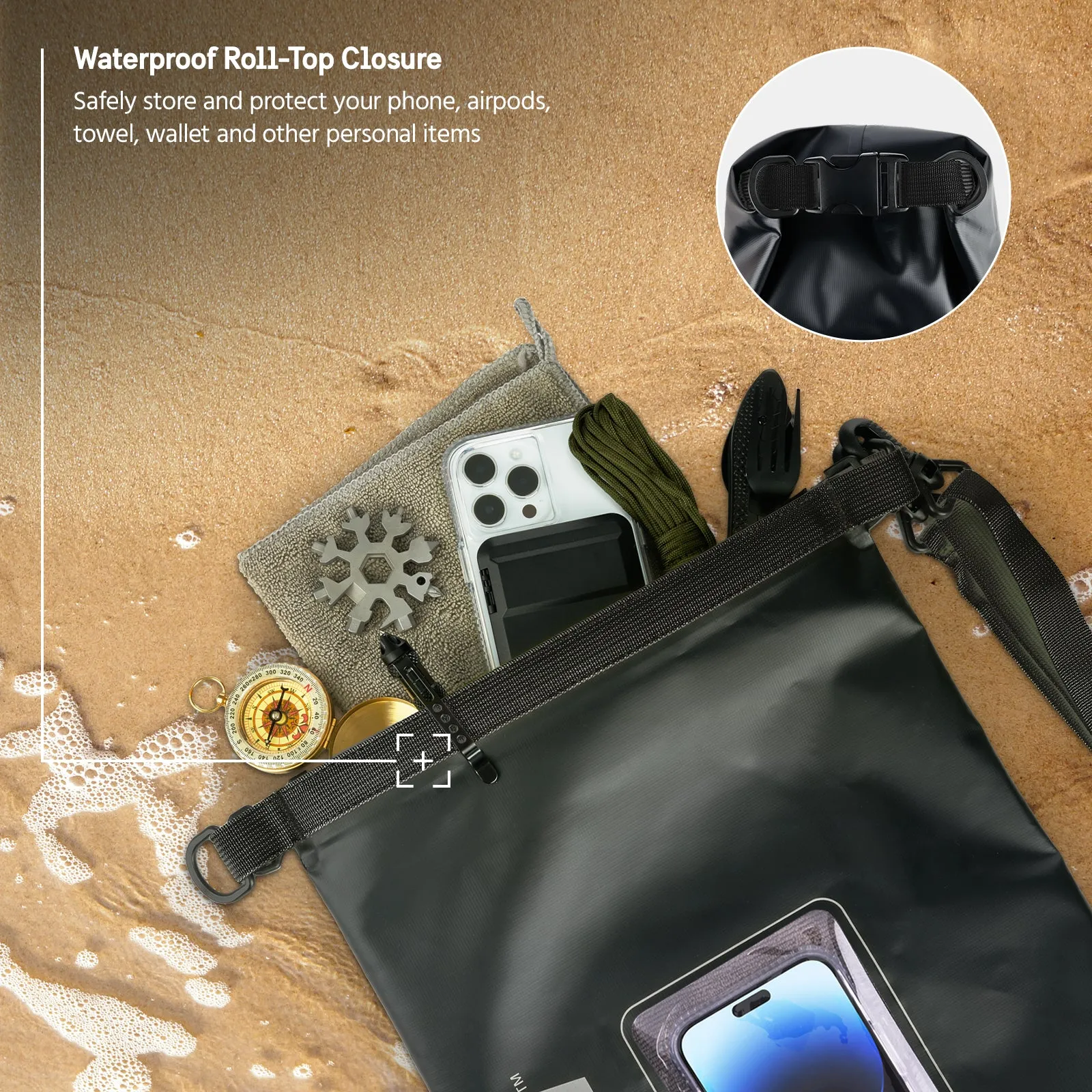 2 Pack Pelican Marine Water Resistant Dry Bag (Stealth Black)