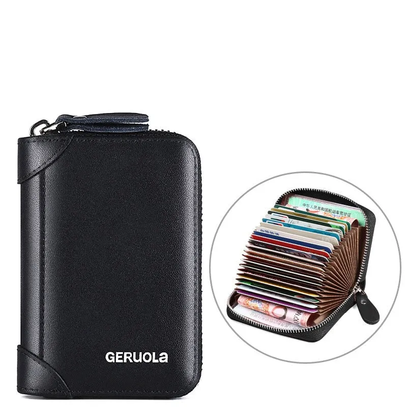 20/30/45 Cards Genuine Leather Card Holder Wallet for Men and Women RFID Zipper Business Credit Card ID Holder Clutch Bag
