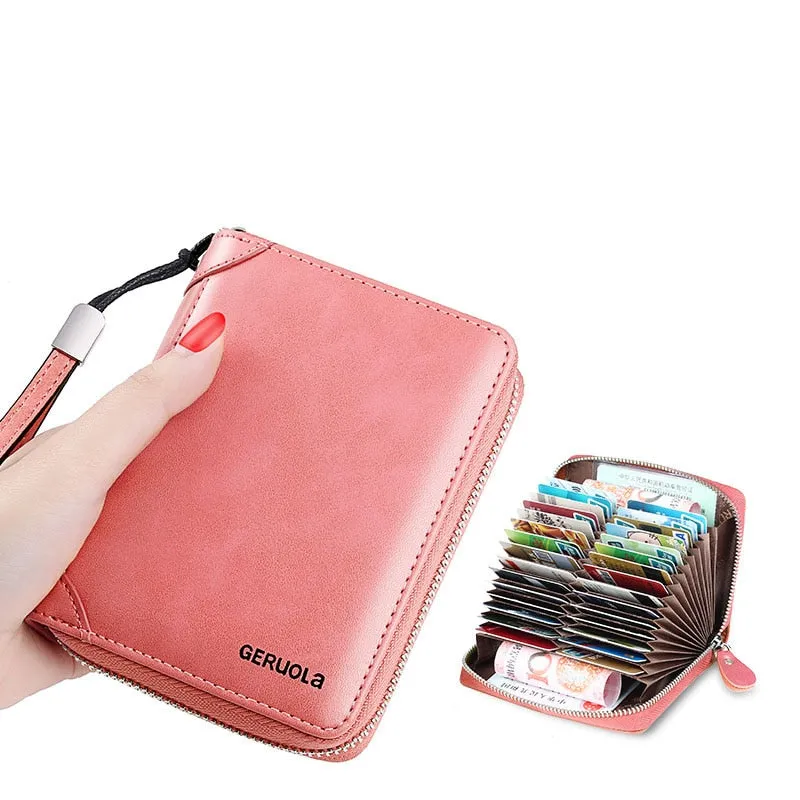 20/30/45 Cards Genuine Leather Card Holder Wallet for Men and Women RFID Zipper Business Credit Card ID Holder Clutch Bag