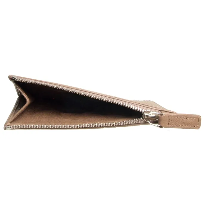 5 Credit Card Pebbled Leather Card Wallet With Zip Beaver