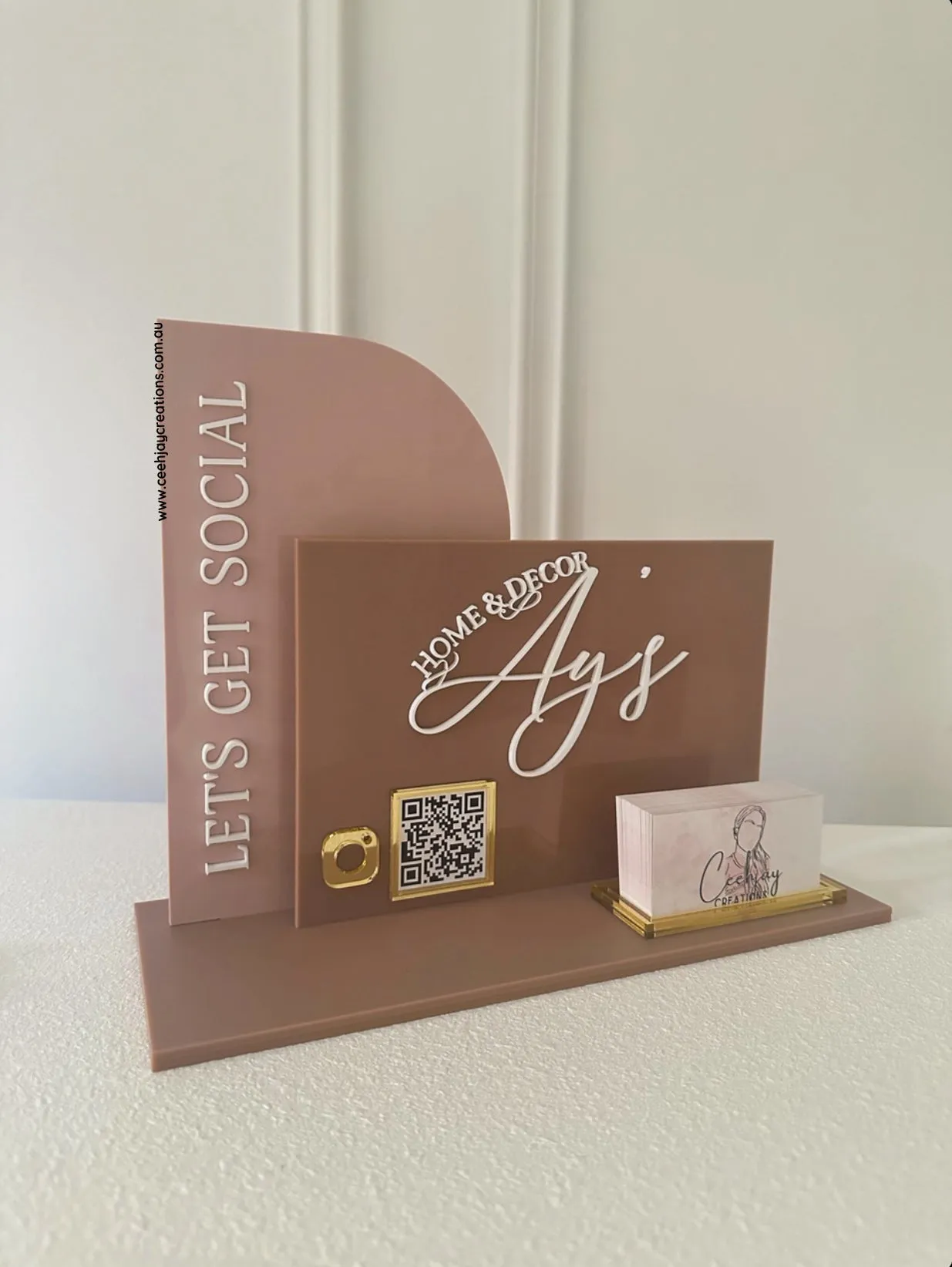 Acrylic Business Sign   Card Holder (Semi Arch & Rectangle Shape)