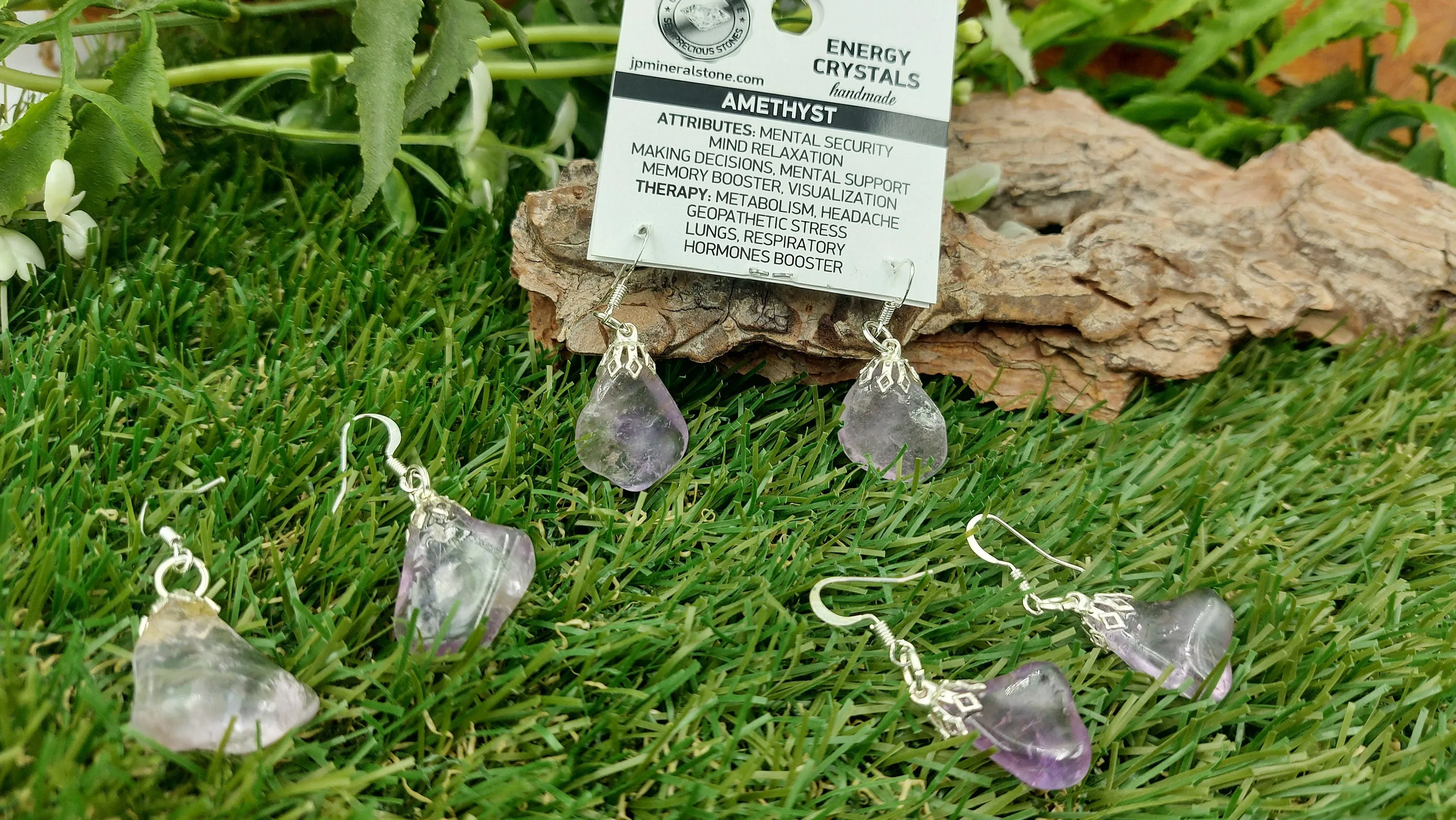 Amethyst Polished Earrings Crystal - Rare Piece - Gift Ideas