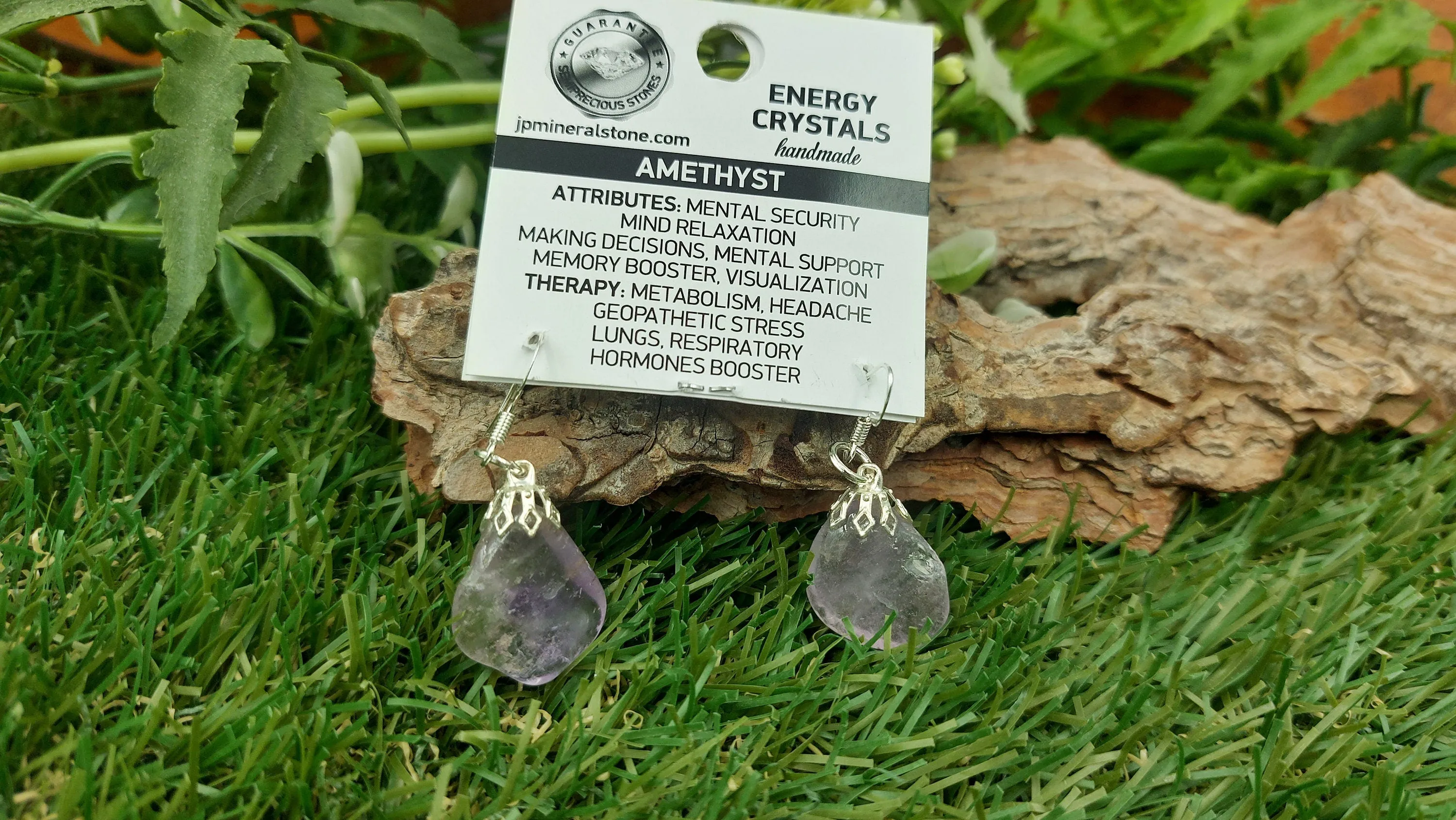 Amethyst Polished Earrings Crystal - Rare Piece - Gift Ideas