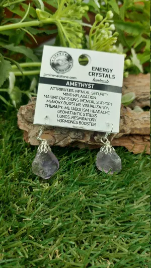 Amethyst Polished Earrings Crystal - Rare Piece - Gift Ideas