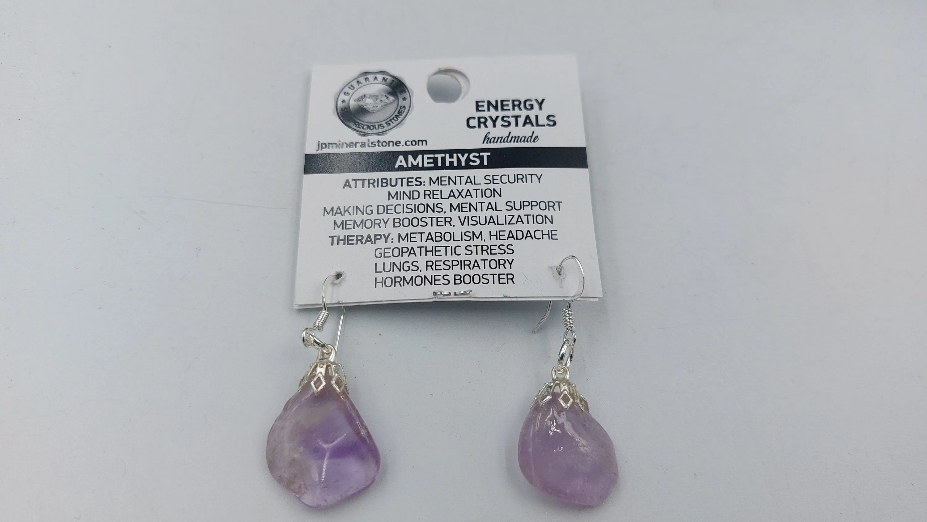 Amethyst Polished Earrings Crystal - Rare Piece - Gift Ideas