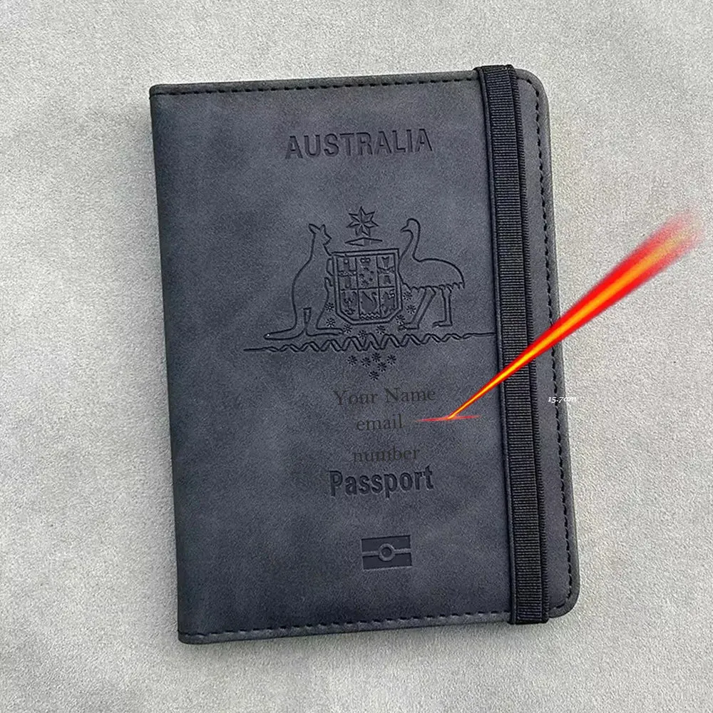 Australia Personalized Passport Holder Wallet Rfid personalised Australian Passport Cover Travel Passport Wallet Holder