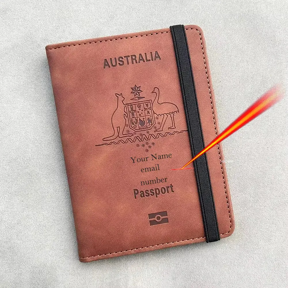 Australia Personalized Passport Holder Wallet Rfid personalised Australian Passport Cover Travel Passport Wallet Holder