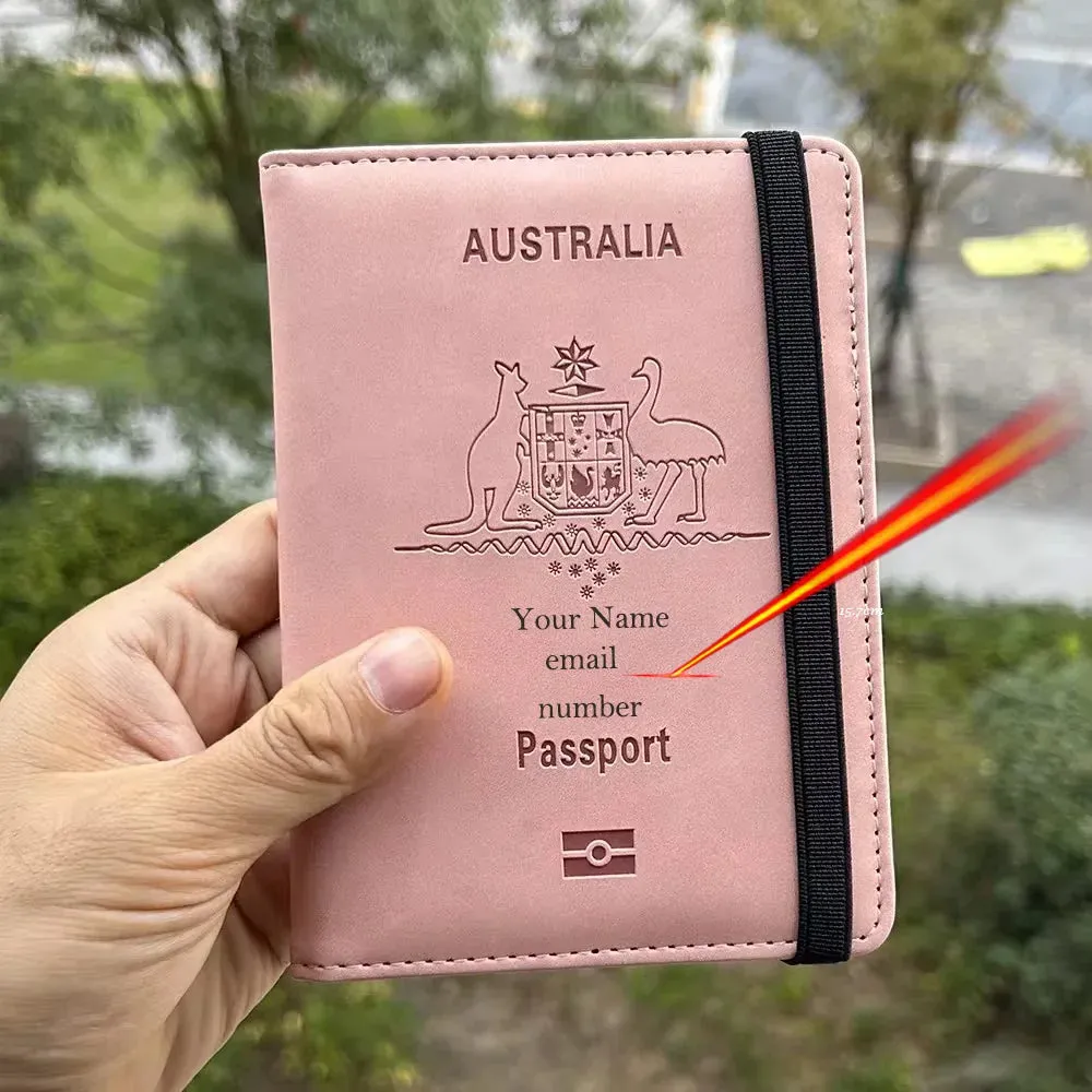 Australia Personalized Passport Holder Wallet Rfid personalised Australian Passport Cover Travel Passport Wallet Holder