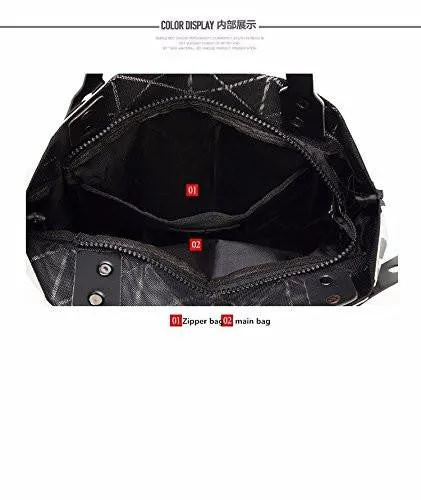 Bag Female Folded Geometric Plaid Bag Fashion Casual Tote Handbag Shoulder Bag Style Japan White Color