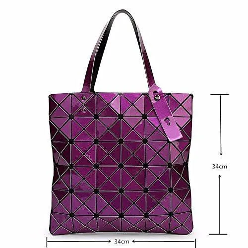 Bag Female Folded Geometric Plaid Bag Fashion Casual Tote Handbag Shoulder Bag Style Japan White Color