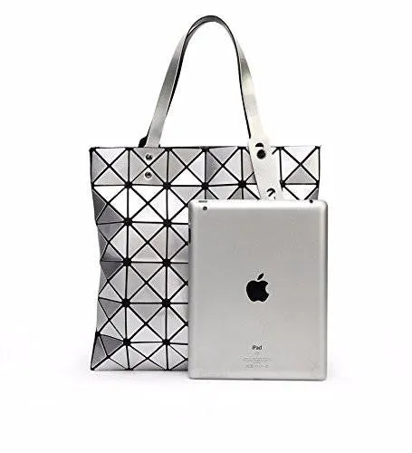 Bag Female Folded Geometric Plaid Bag Fashion Casual Tote Handbag Shoulder Bag Style Japan White Color
