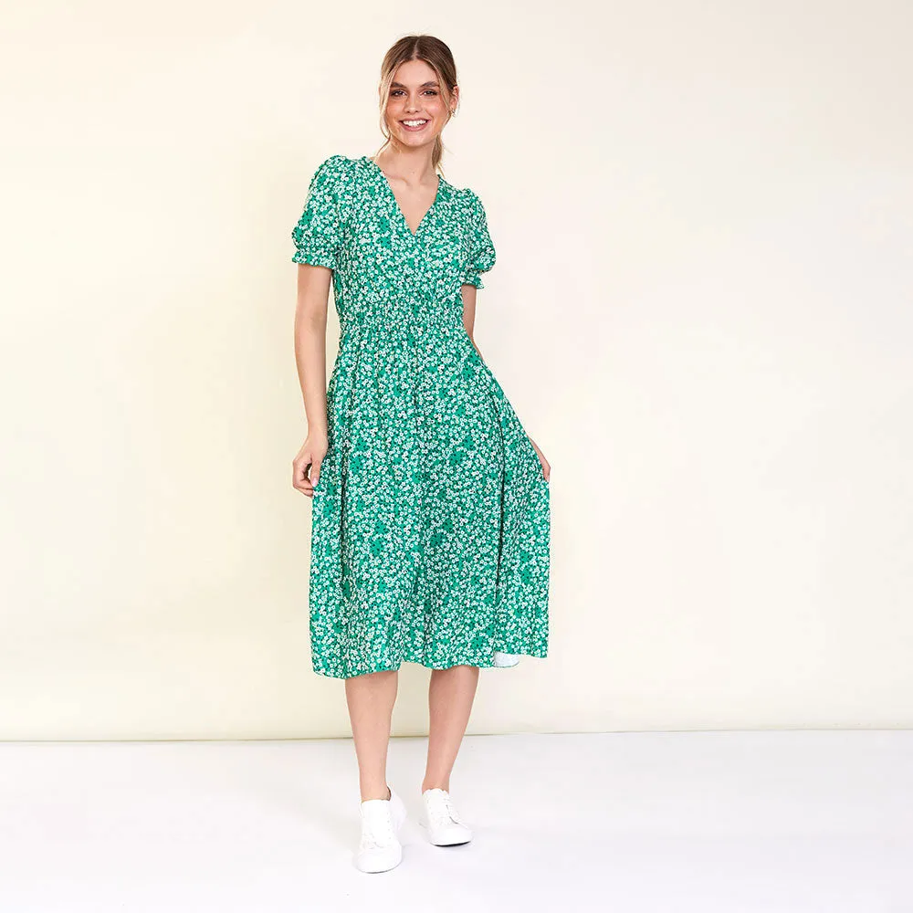 Belle Dress (Green Daisy)