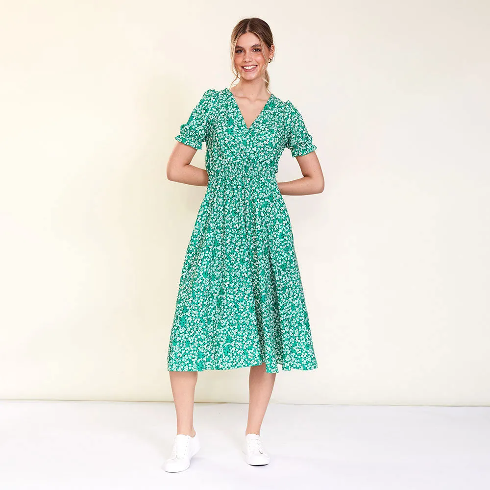 Belle Dress (Green Daisy)