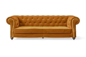 Bitonto 3 Seater Sofa Gold Velvet