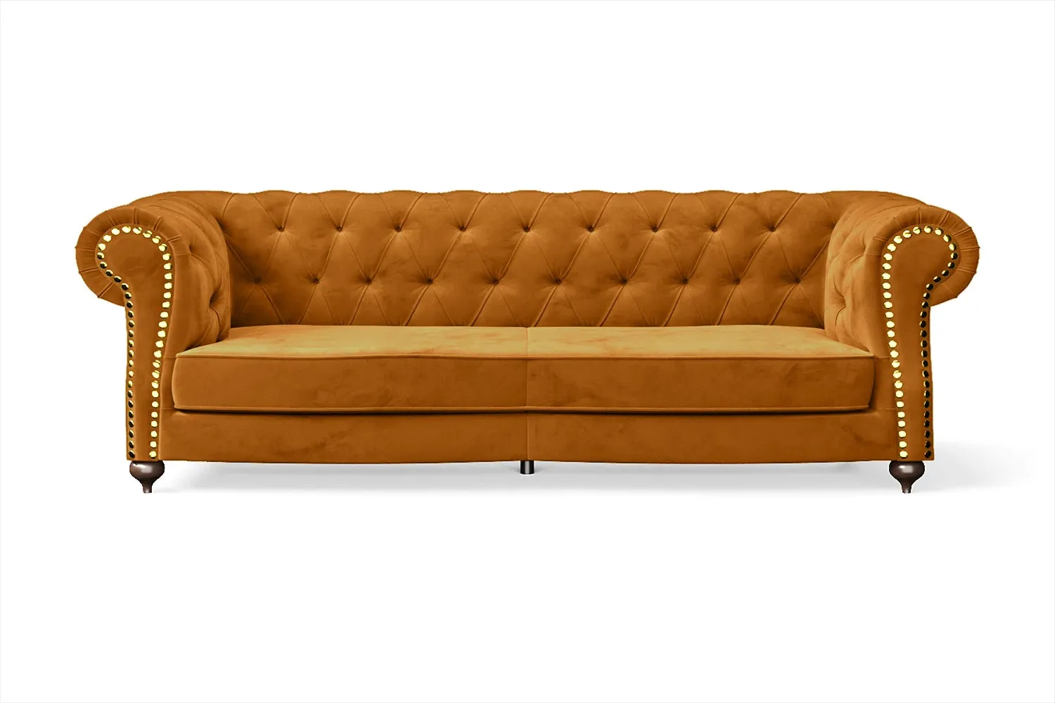 Bitonto 3 Seater Sofa Gold Velvet