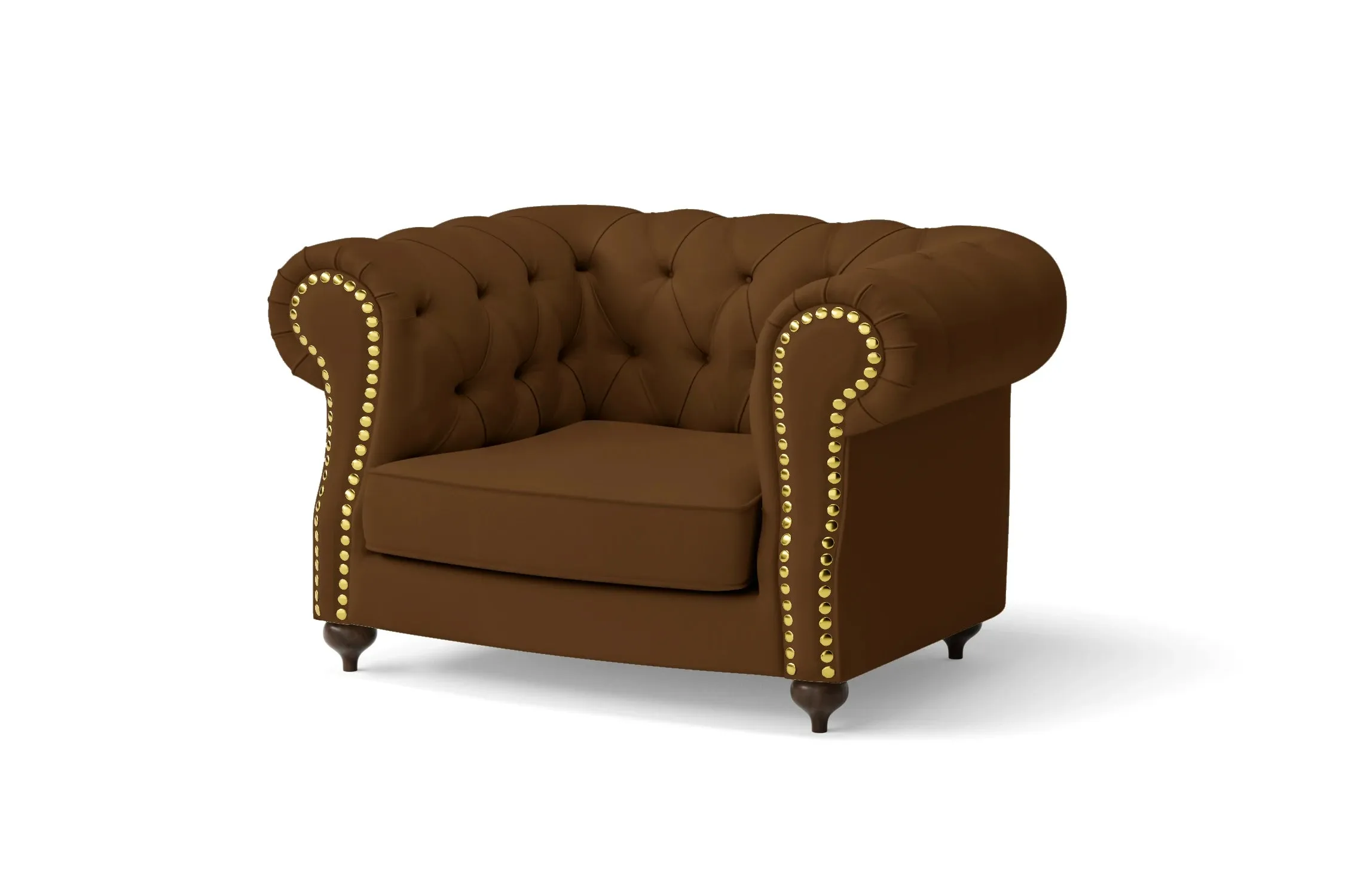 Bitonto Armchair Walnut Brown Leather