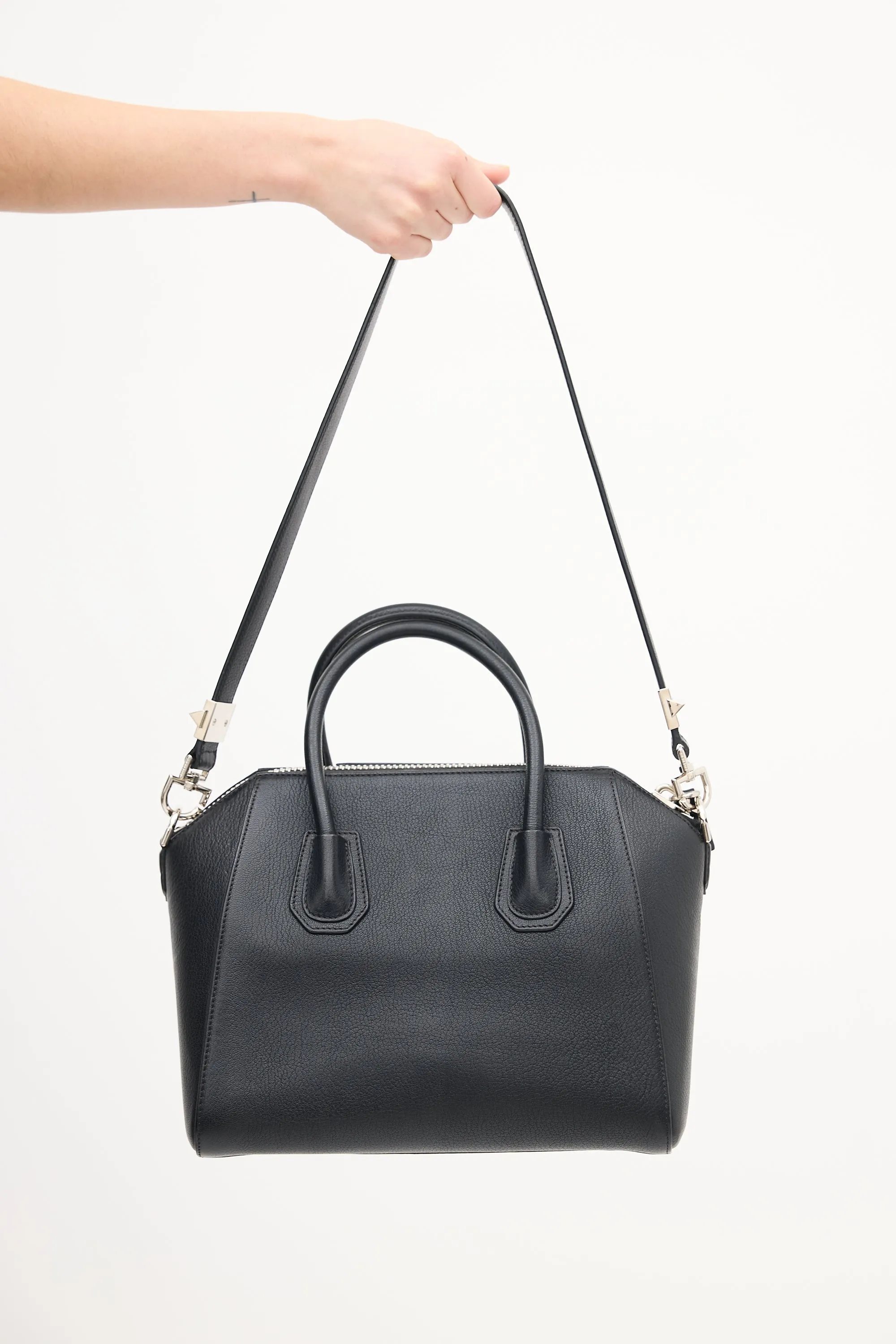 Black Leather Small Antigona Bag