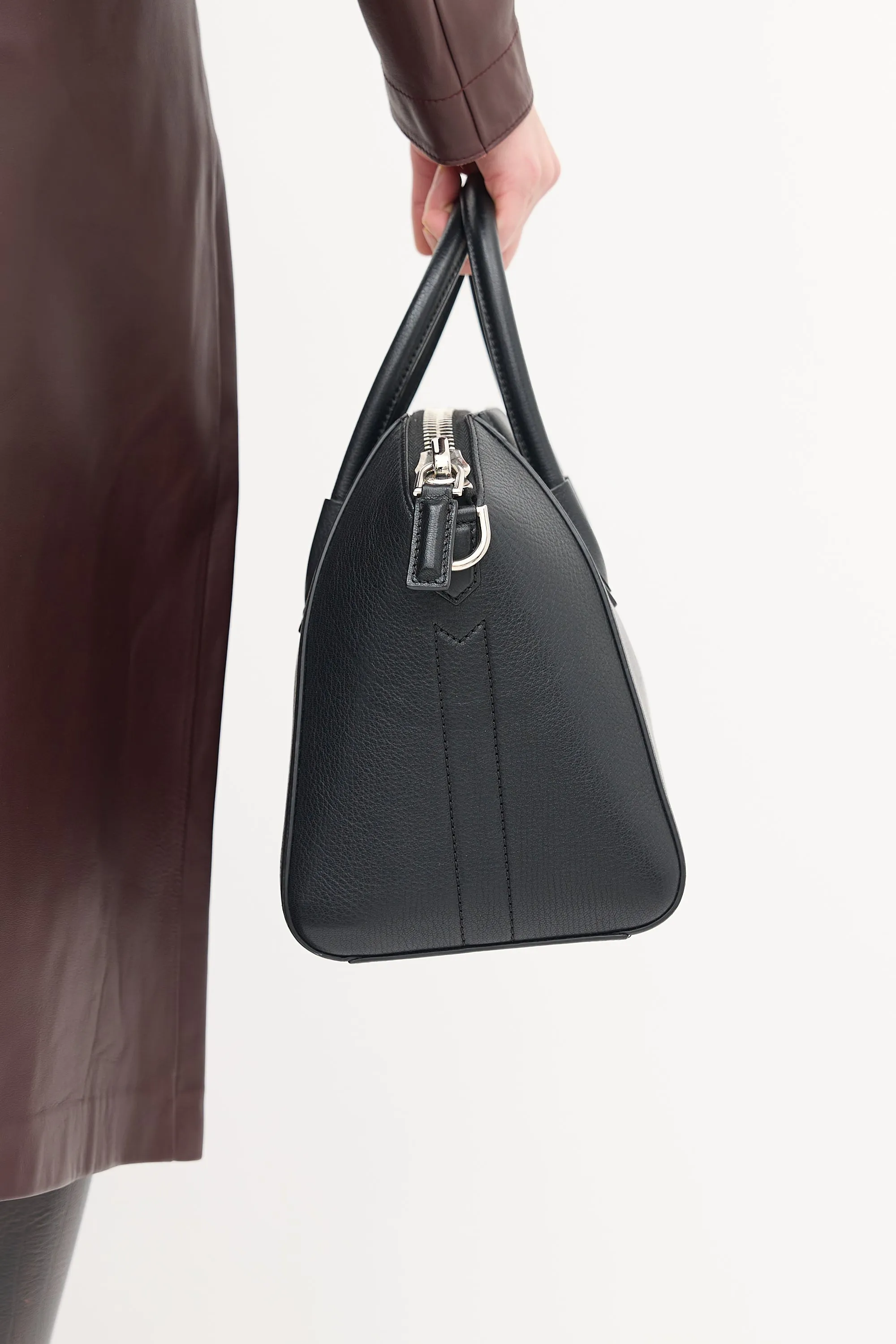 Black Leather Small Antigona Bag