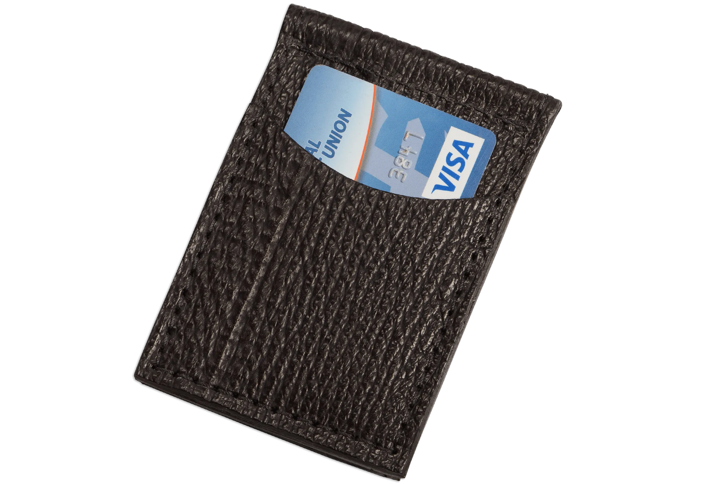 Black Shark Bifold Slim Profile Wallet With Money Clip
