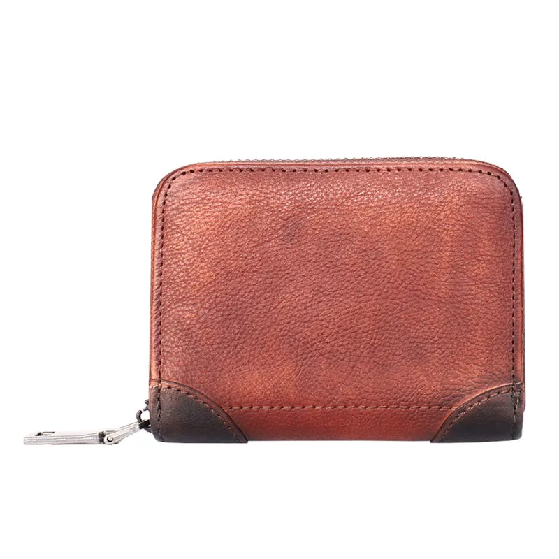 Black Small Leather Bifold Wallet Around Zip Billfold Cute Women Zipper Wallet For Ladies