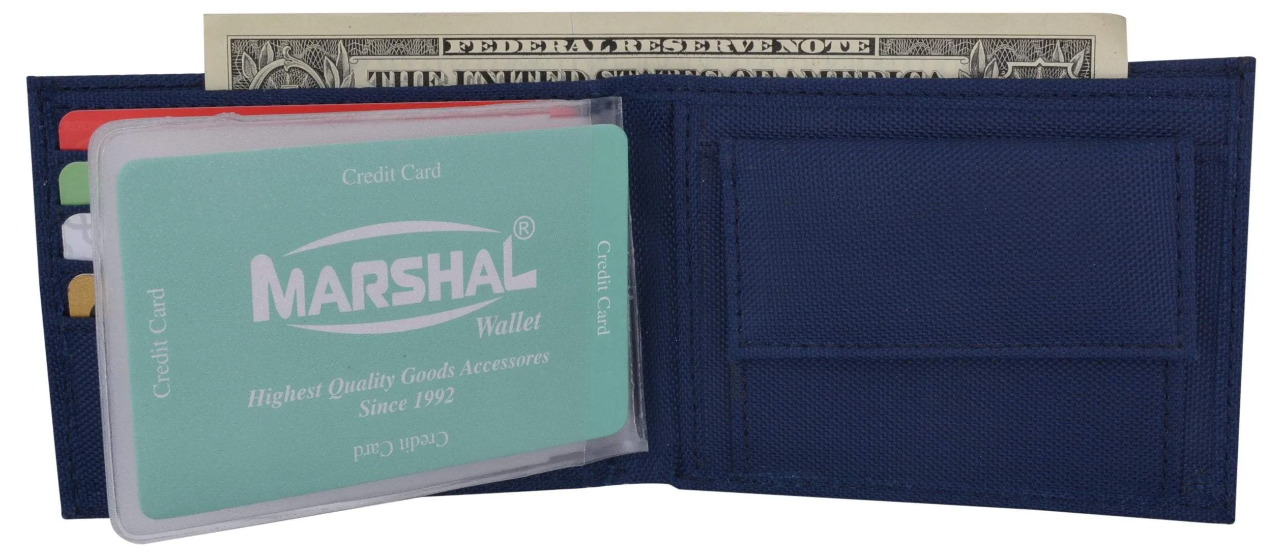 Blue Kids Nylon Card ID Holder with Coin Pocket Bifold Boys Wallet NEW