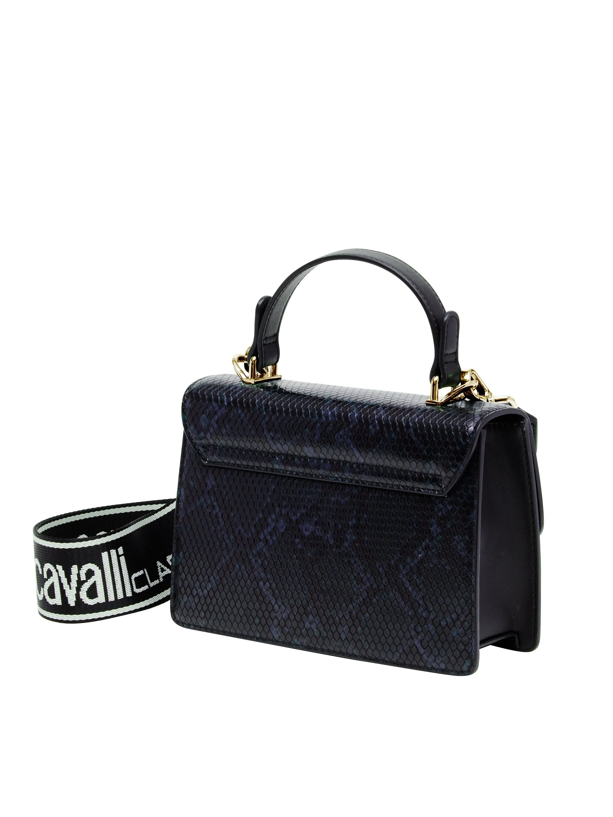 Cavalli Class MILANO Navy Medium Snakeskin Textured Medium Top Handle