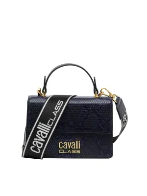 Cavalli Class MILANO Navy Medium Snakeskin Textured Medium Top Handle
