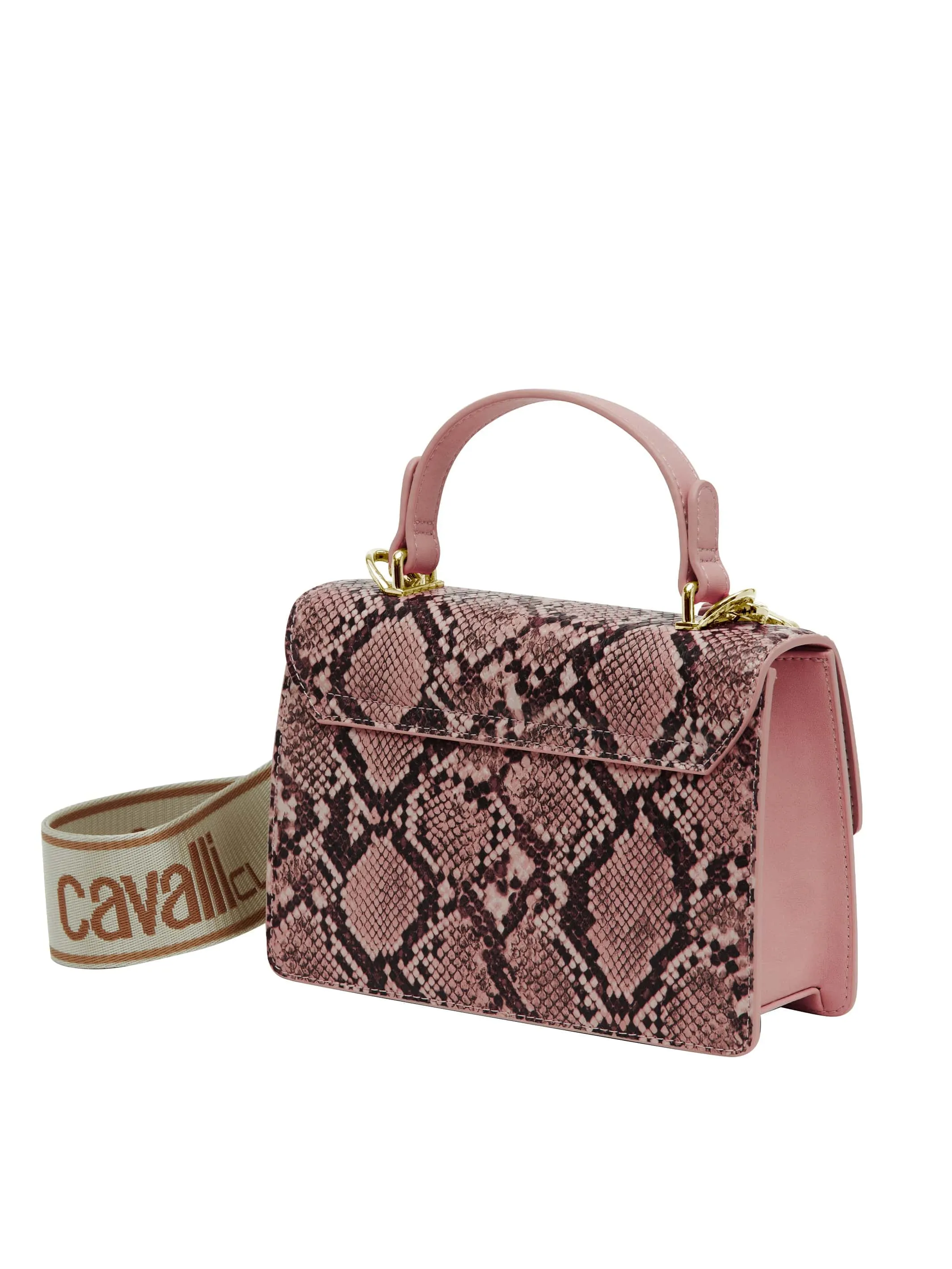 Cavalli Class MILANO Pink Medium Snakeskin Textured Medium Top Handle