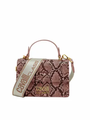 Cavalli Class MILANO Pink Medium Snakeskin Textured Medium Top Handle