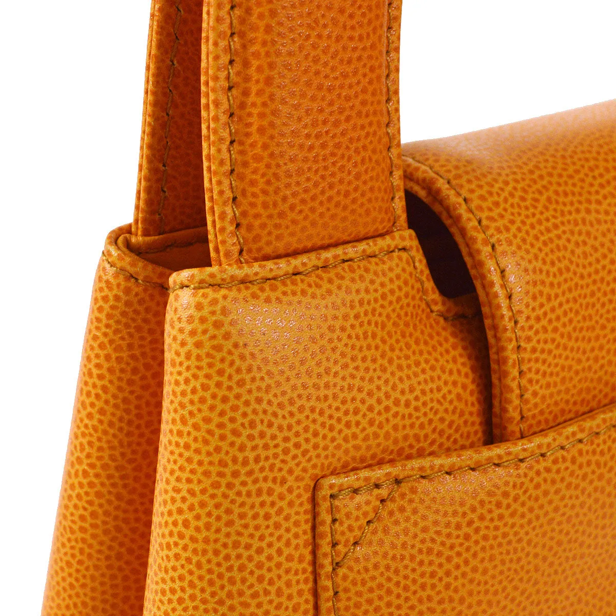 Chanel 1997-1999 Orange Caviar Medium Shopping Handbag