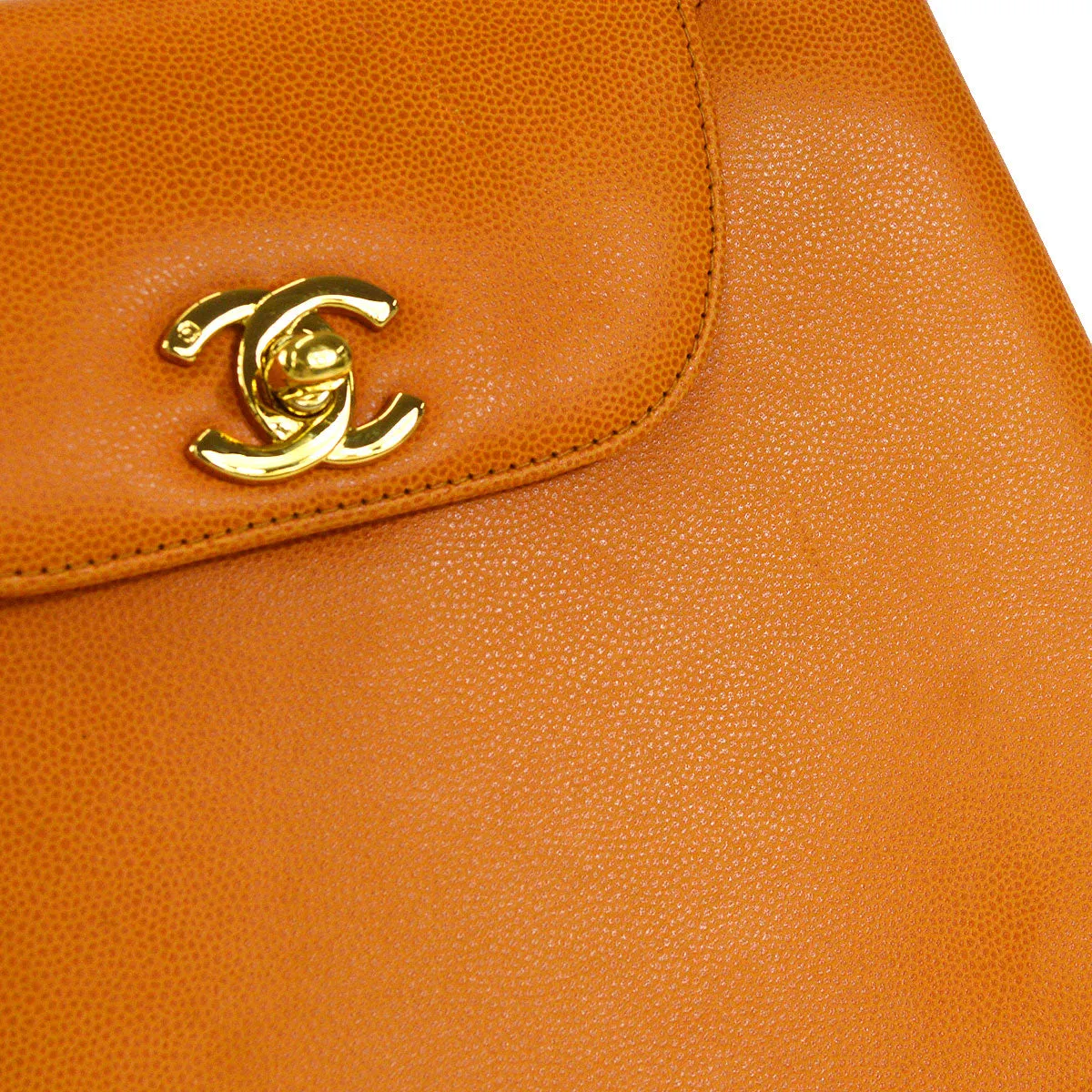 Chanel 1997-1999 Orange Caviar Medium Shopping Handbag