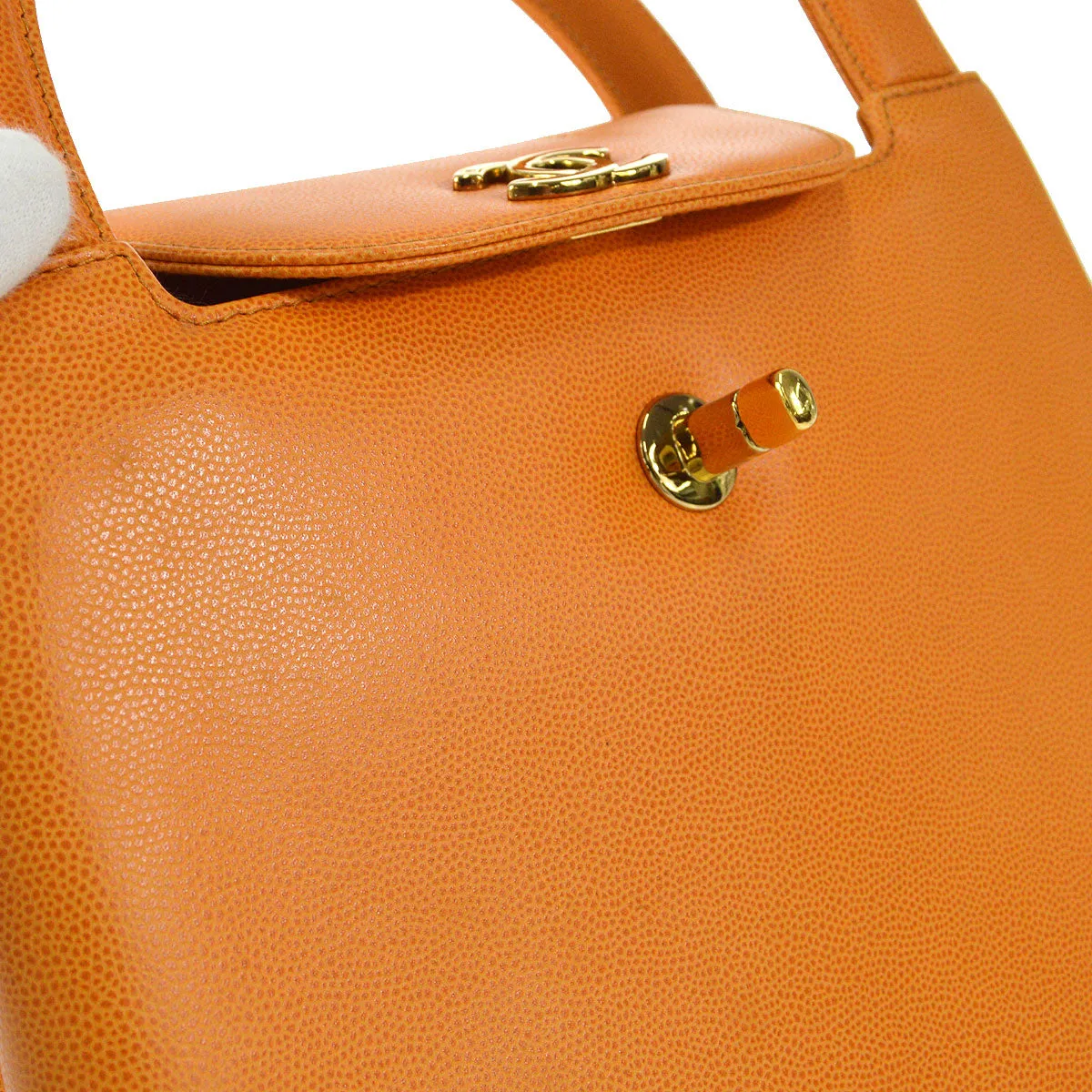 Chanel 1997-1999 Orange Caviar Medium Shopping Handbag
