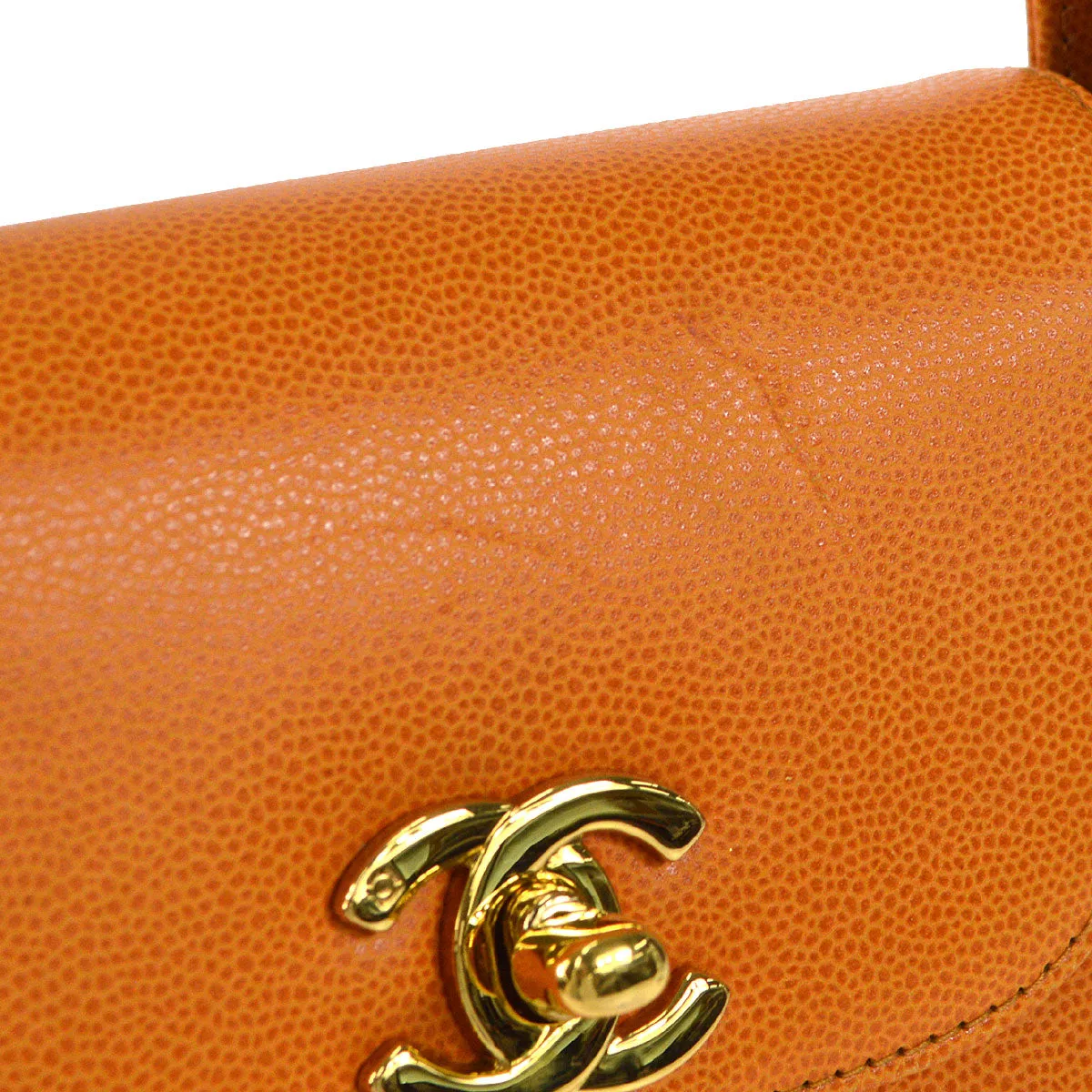 Chanel 1997-1999 Orange Caviar Medium Shopping Handbag