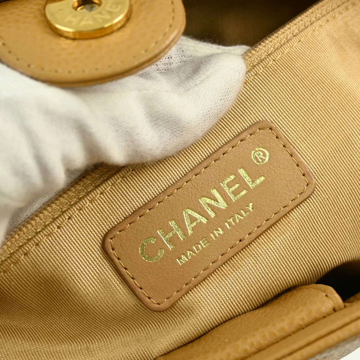 Chanel 2003-2004 Beige Caviar Petite Shopping Tote PST Chain Handbag