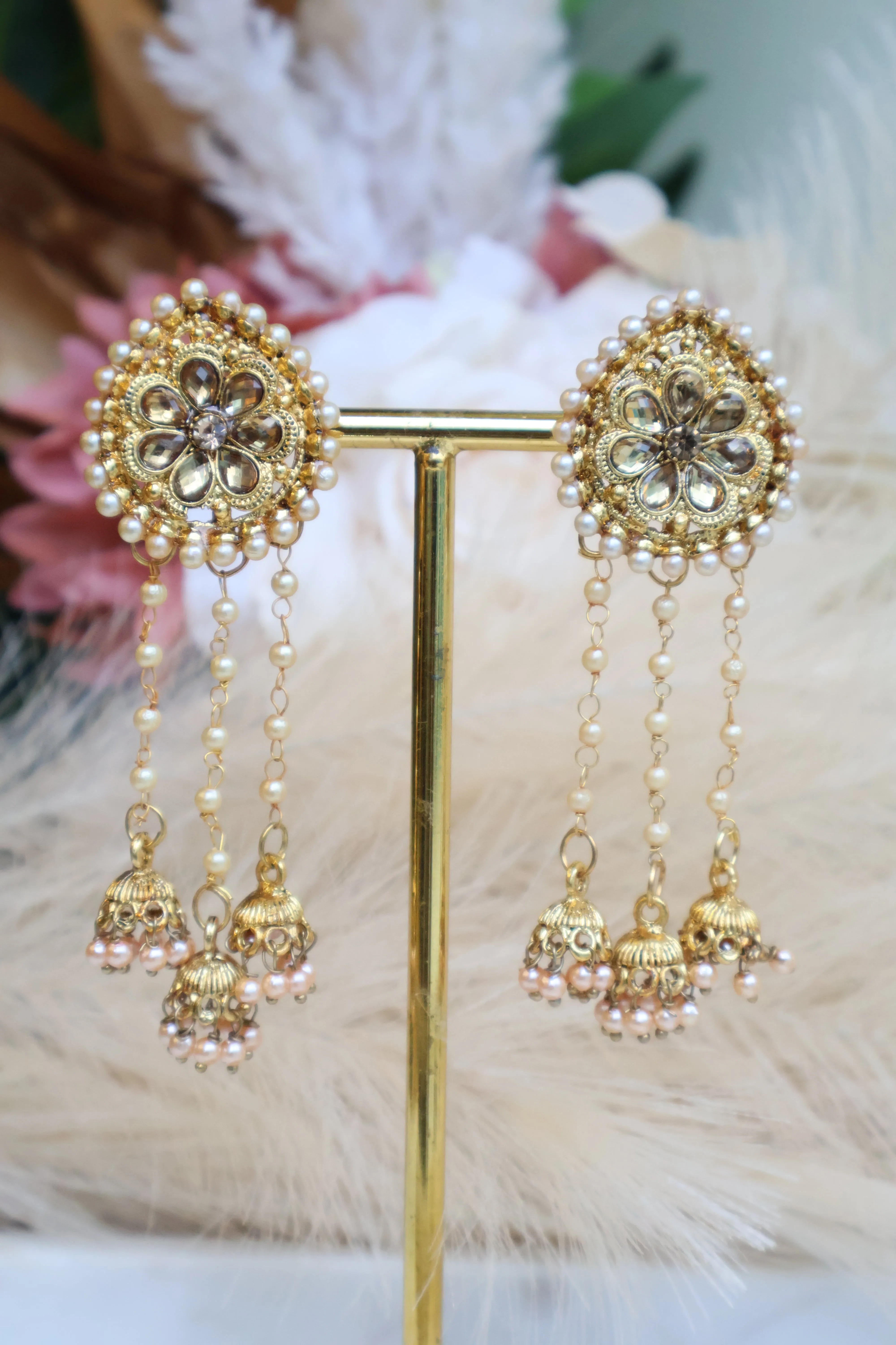 Charming circle chain Beaded Jhumka