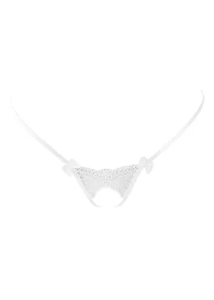 Charming White Crotchless Thong