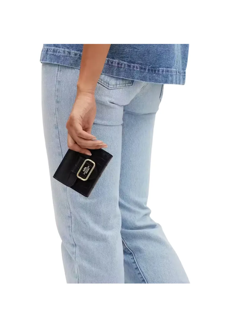 Coach Small Morgan Wallet Embossed Leather In Black CM263