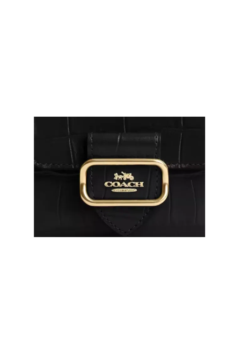 Coach Small Morgan Wallet Embossed Leather In Black CM263