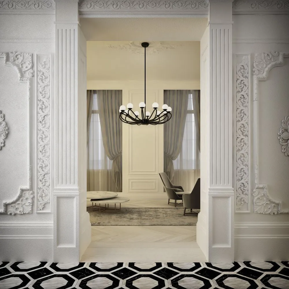 Contemporary 12 Arm Metal Chandelier