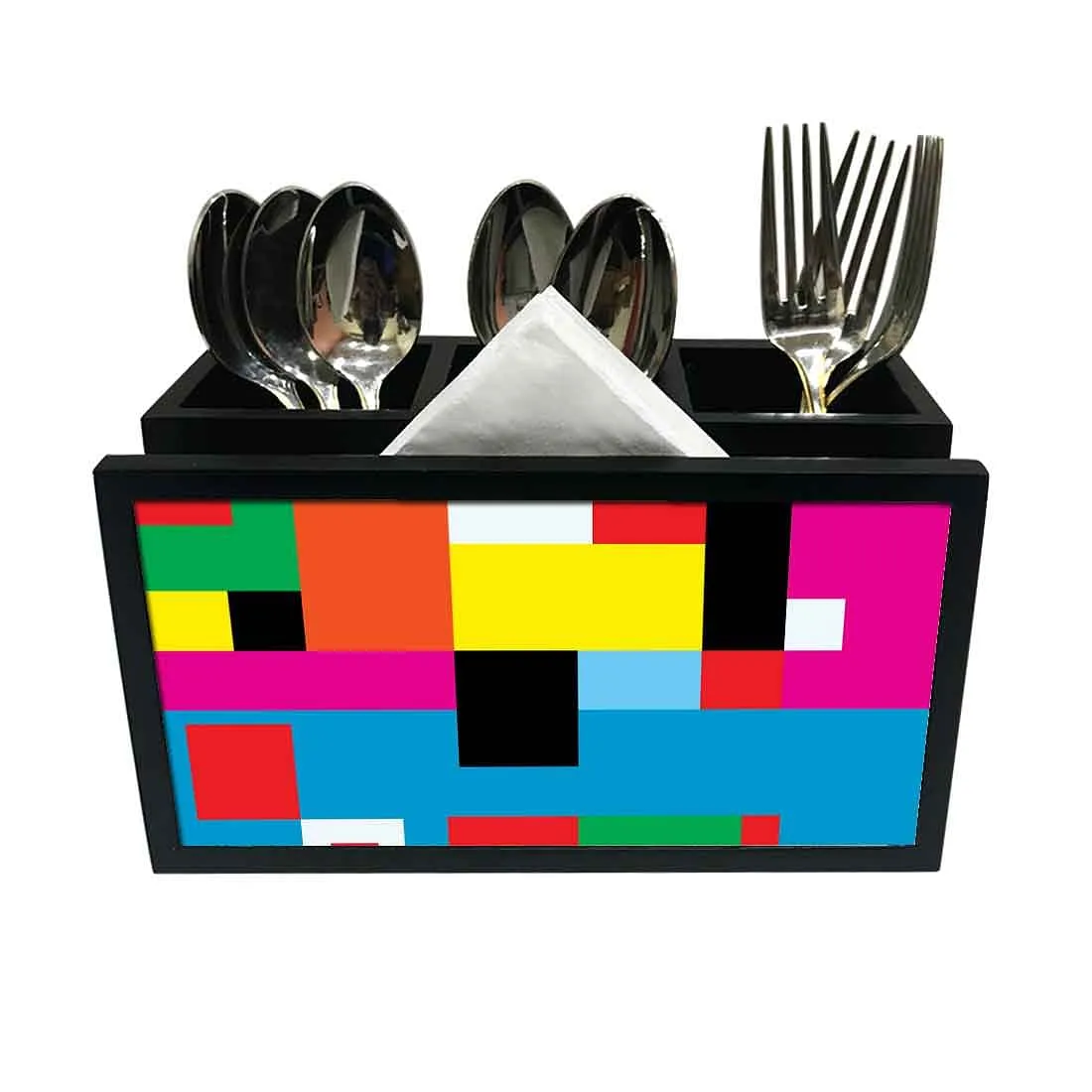 Cutlery Tissue Holder Napkin Stand -  Blocks of Color