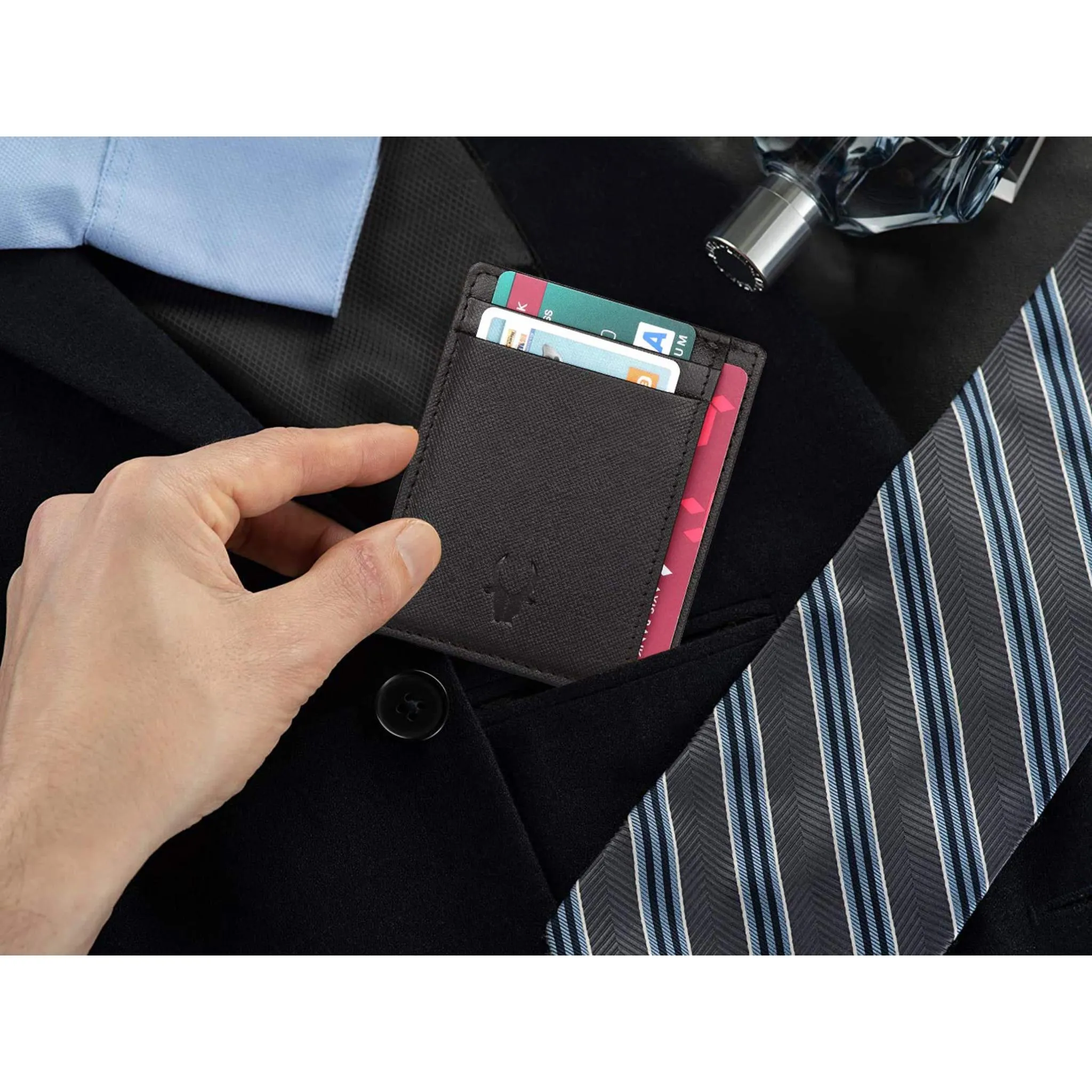 DALLAS RFID Protected Leather Card Holder for Men