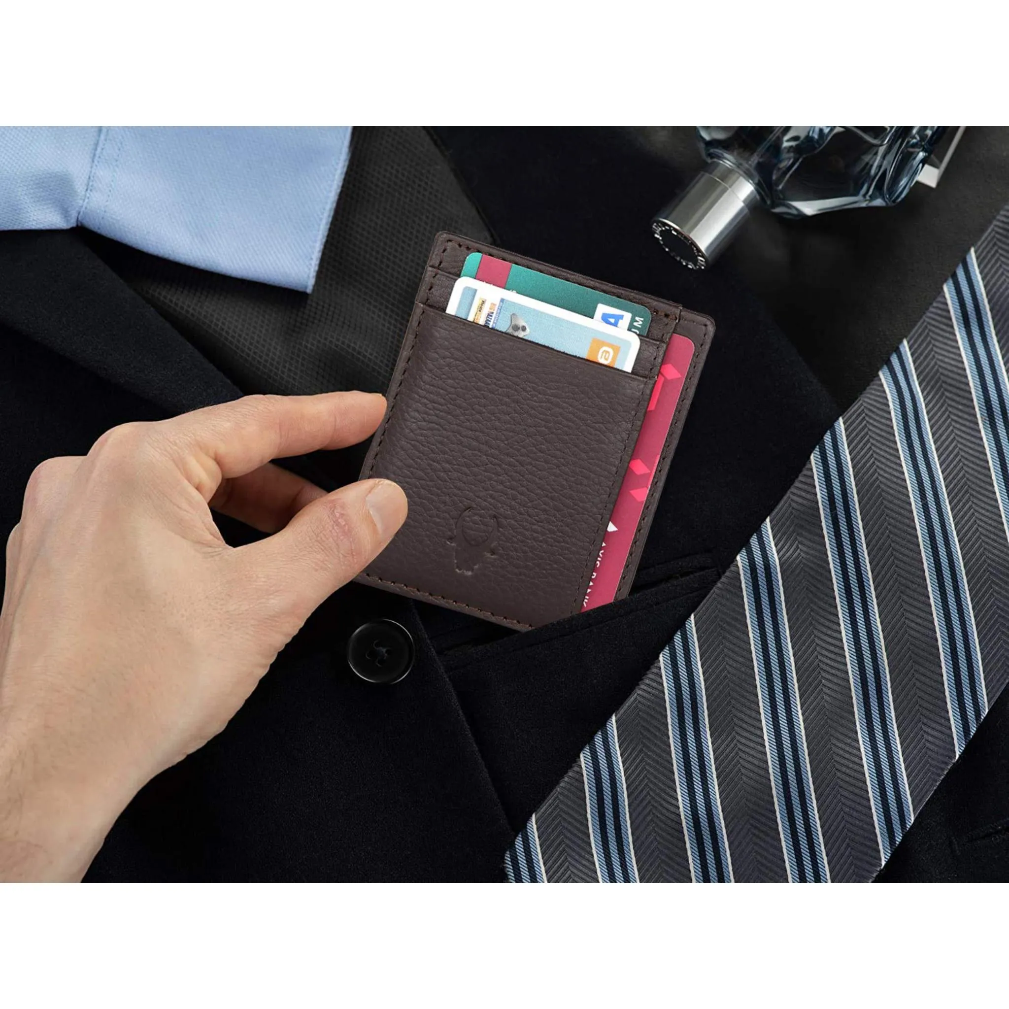 DALLAS RFID Protected Leather Card Holder for Men