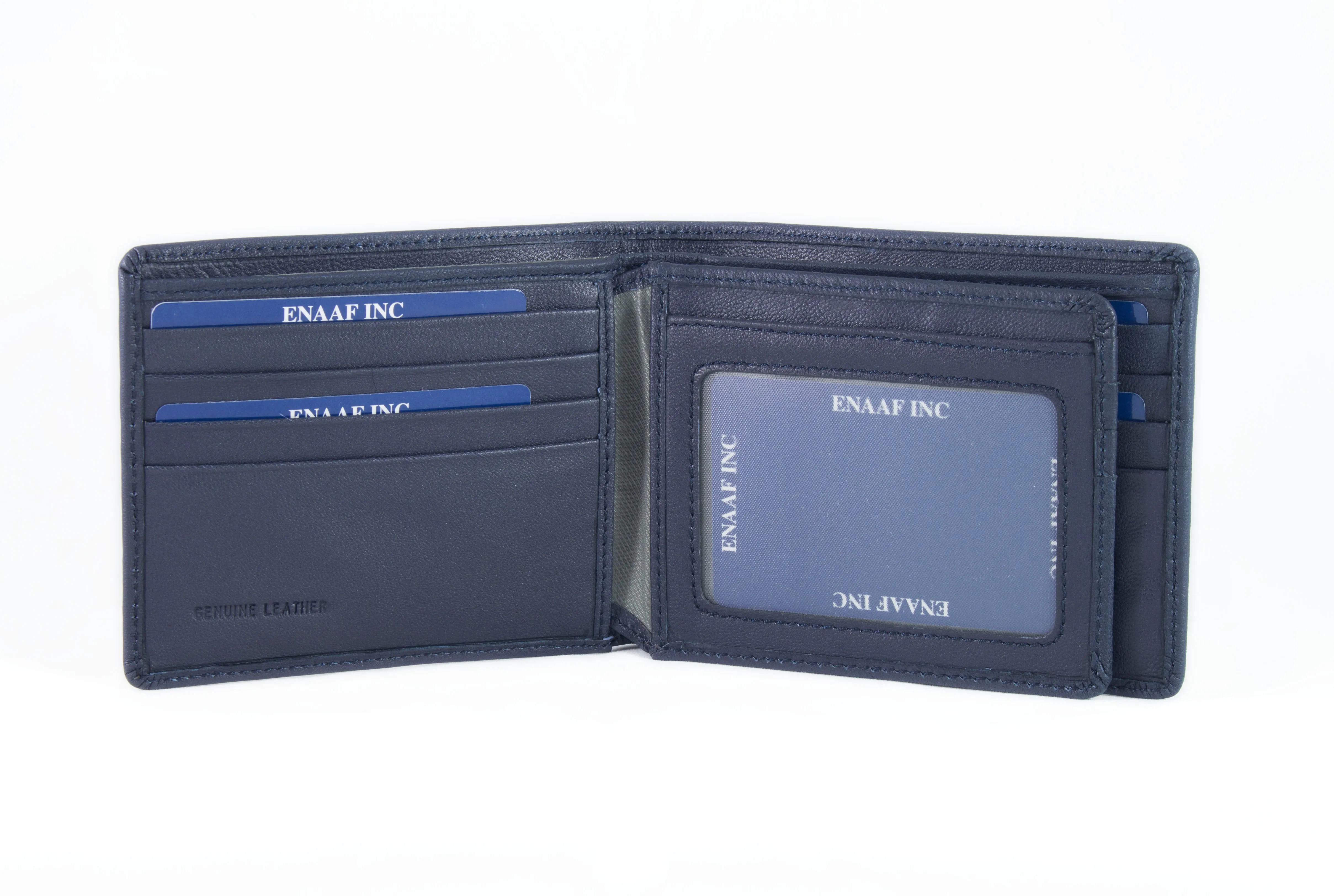 Dark Blue Genuine Leather Soft and Slim Wallet by ENAAF.