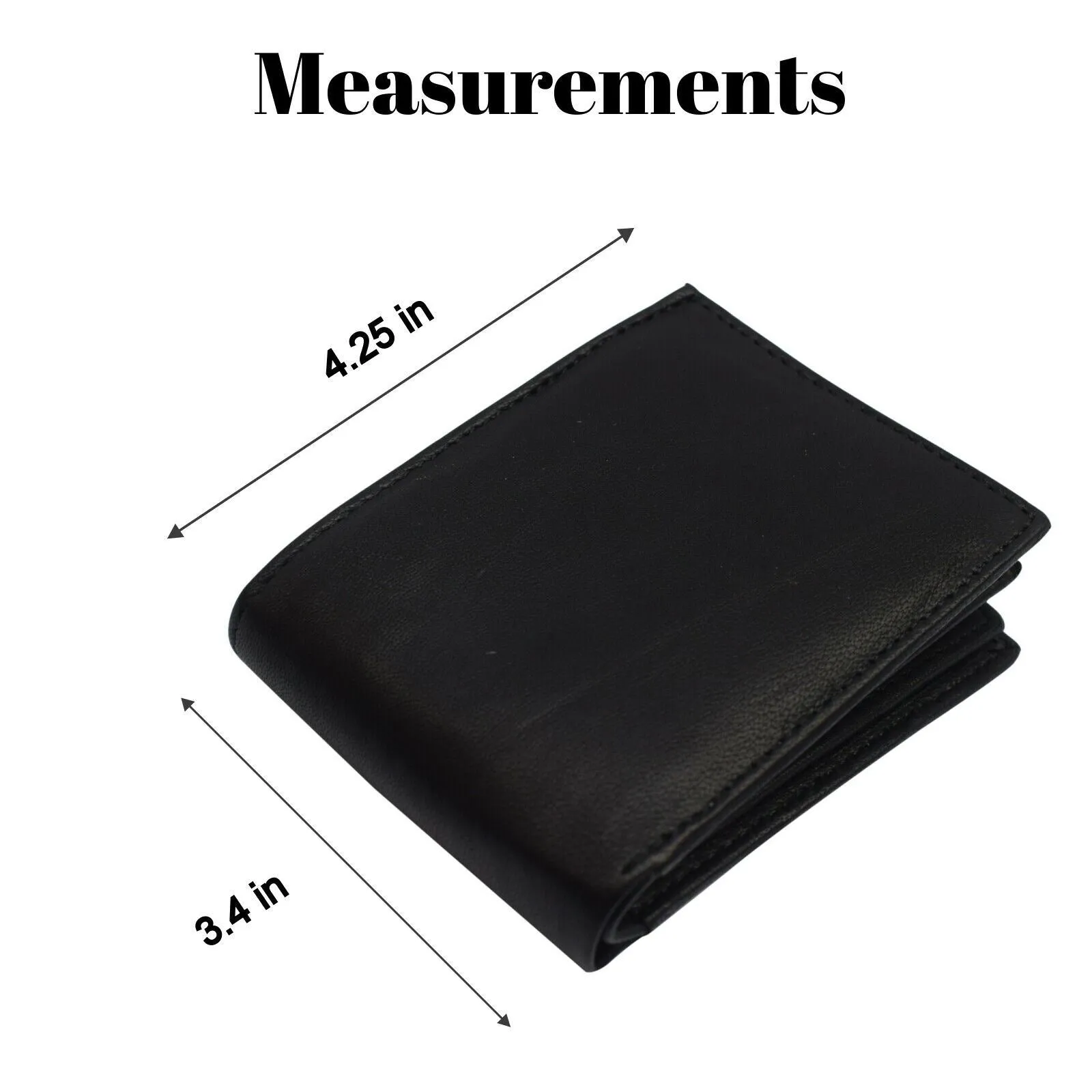 Double Flap Up Bifold Mens Wallet Cowhide Leather 16  credit cards - 4 ID Window