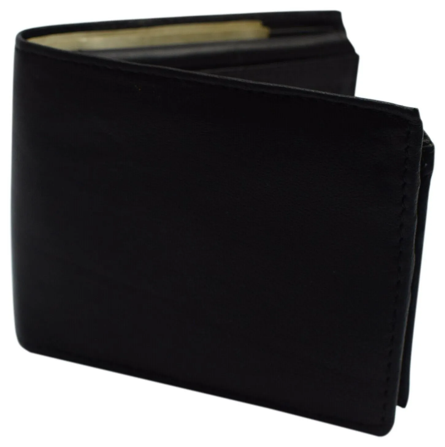 Double Flap Up Bifold Mens Wallet Cowhide Leather 16  credit cards - 4 ID Window