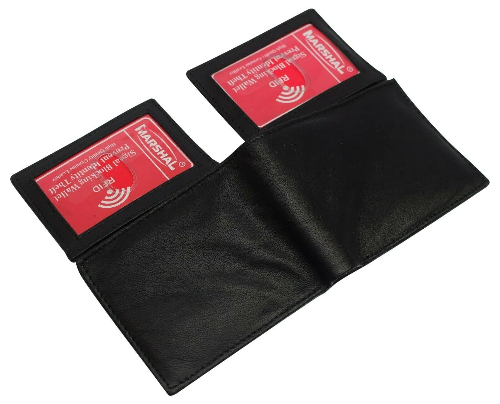 Double Flap Up Bifold Mens Wallet Cowhide Leather 16  credit cards - 4 ID Window